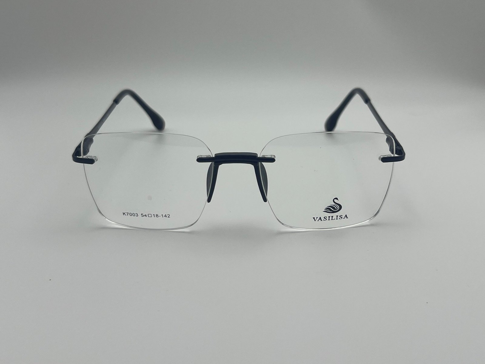 003 C1 (6) VASILISA™ K7003 Full Vue Optical Frames – Unisex Lightweight Black Silver Gun Stainless Steel Prescription Glasses with Premium Designer Style - Image 1