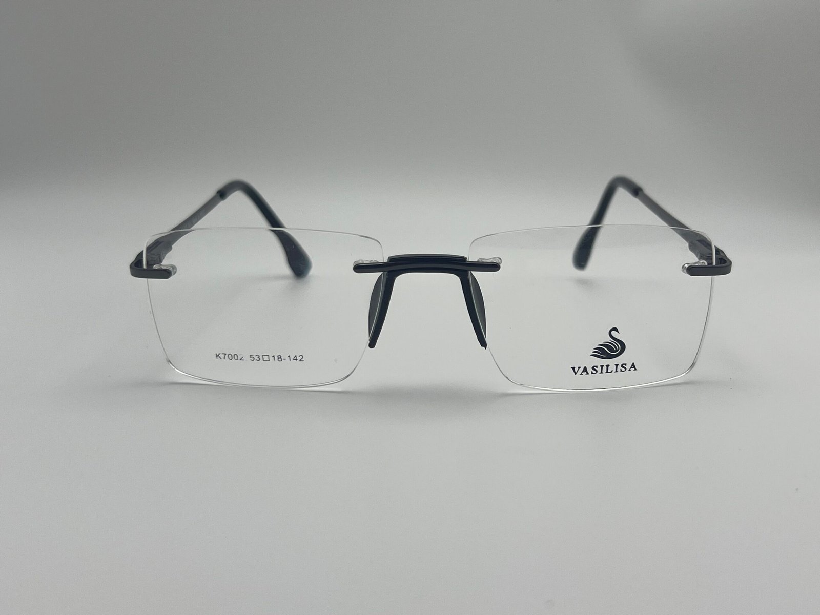 004 C1 (1) VASILISA™ K7002 Full Vue Optical Frames – Unisex Lightweight Black Silver Gun Stainless Steel Prescription Glasses with Premium Designer Style - Image 1