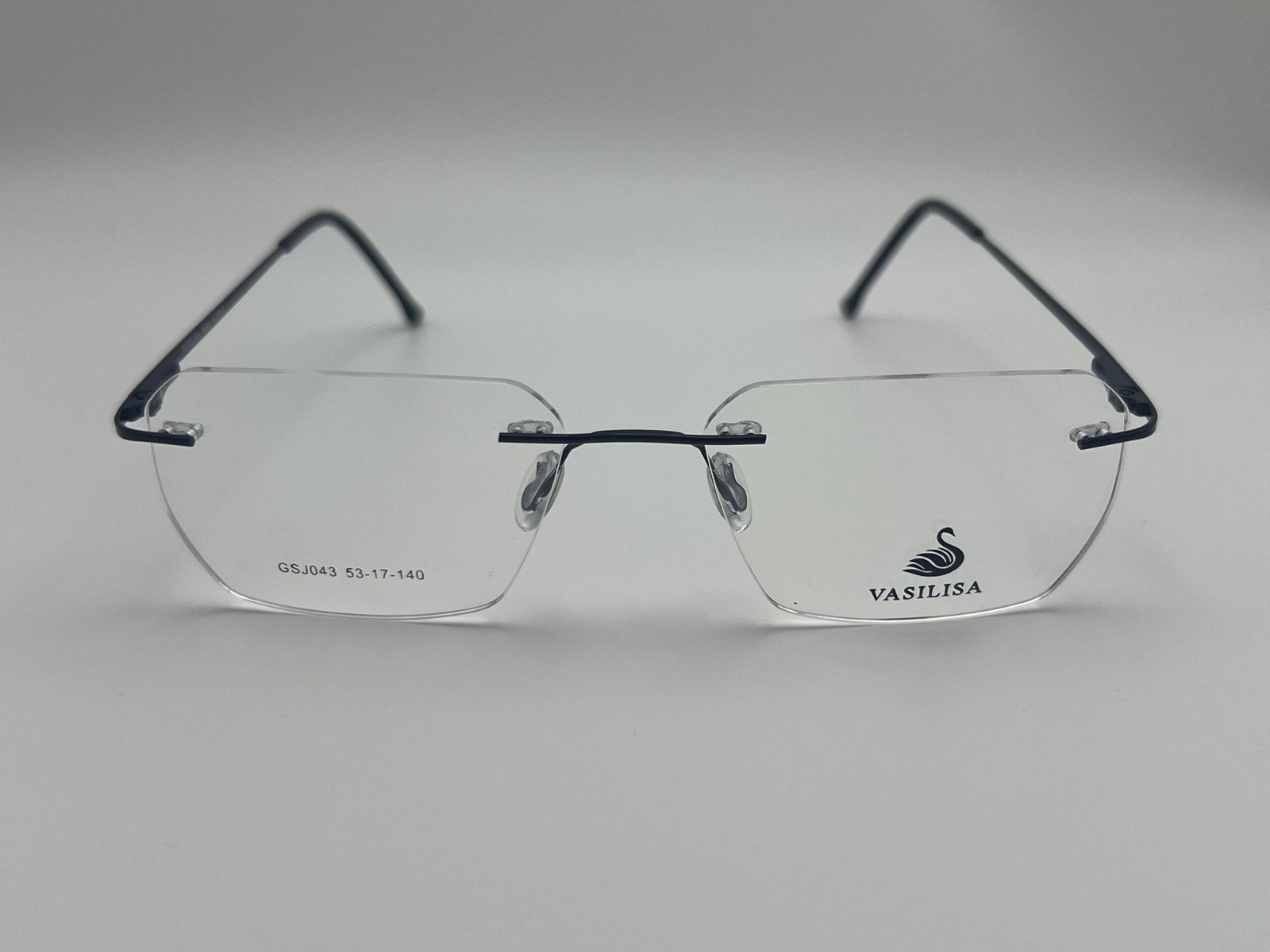 007 C1 (1) VASILISA™ GSJ043 Full Vue Optical Frames – Unisex Lightweight Stainless Steel Black Silver Gun Prescription Glasses with Premium Designer Style - Image 1