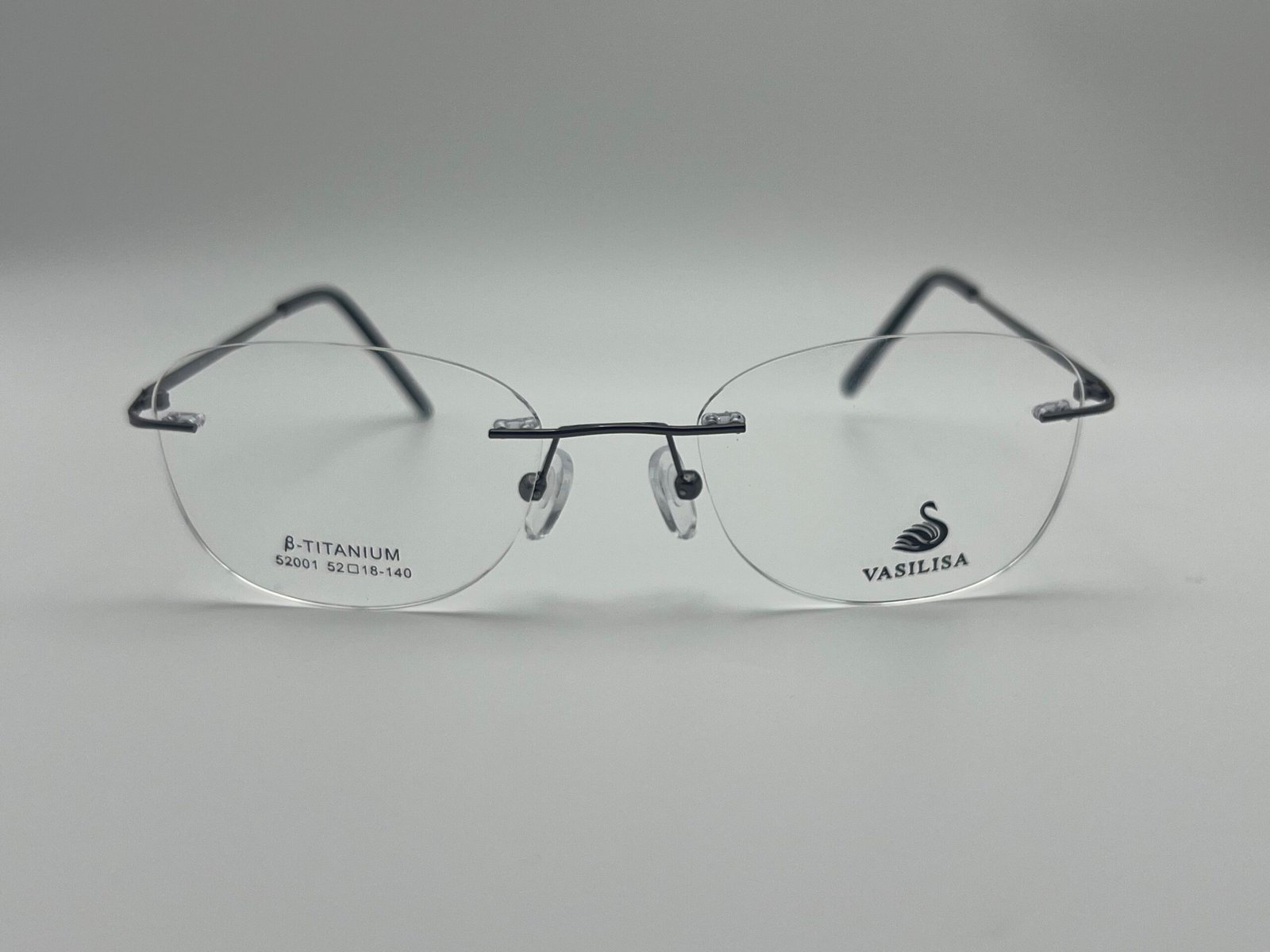 012 C1 (2) VASILISA™ 52001 Full Vue Optical Frames – Unisex Lightweight Stainless Steel Black Silver Gun Prescription Glasses with Premium Designer Style - Image 1