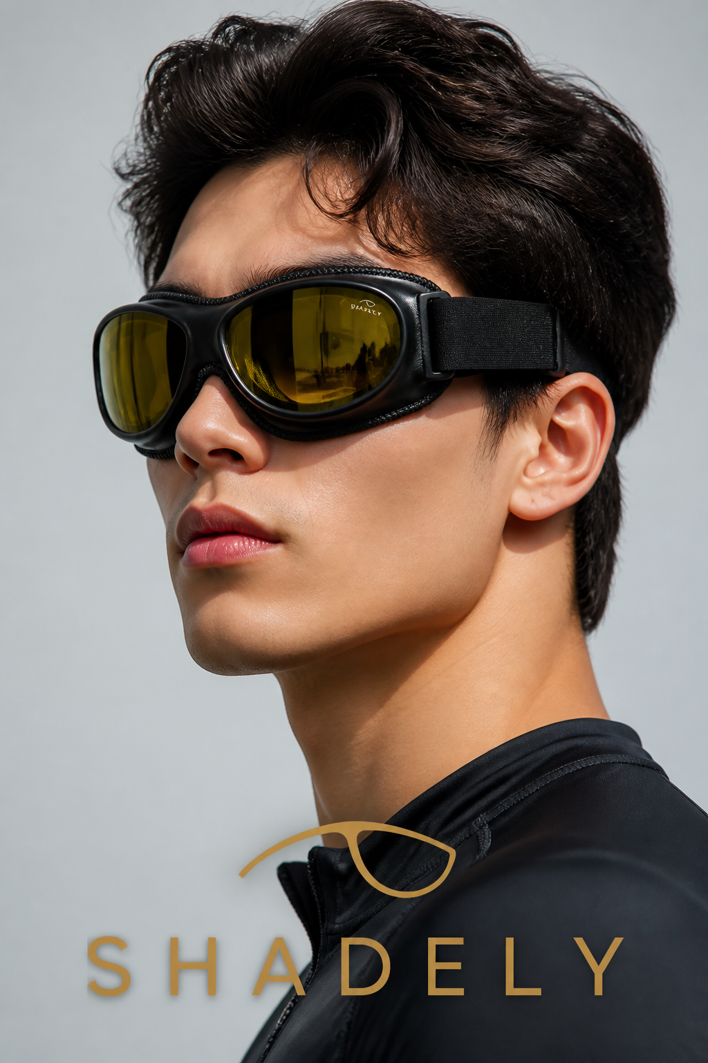 16 Shadely RoadShield™ Amber Pro Motorcycle & Cycling Glasses – Dark Yellow Contrast Riding Eyewear - Image 1
